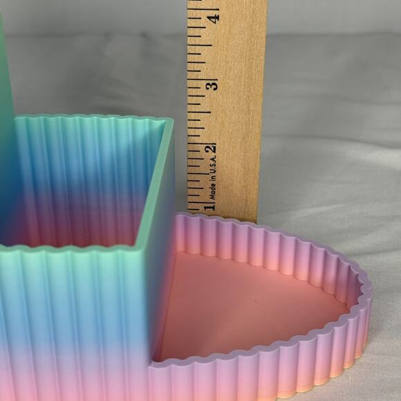 Pastel Rainbow Pen Cosmetic Holder Desk Organizer Cute Office Vanity Decor - Picture 9 of 9